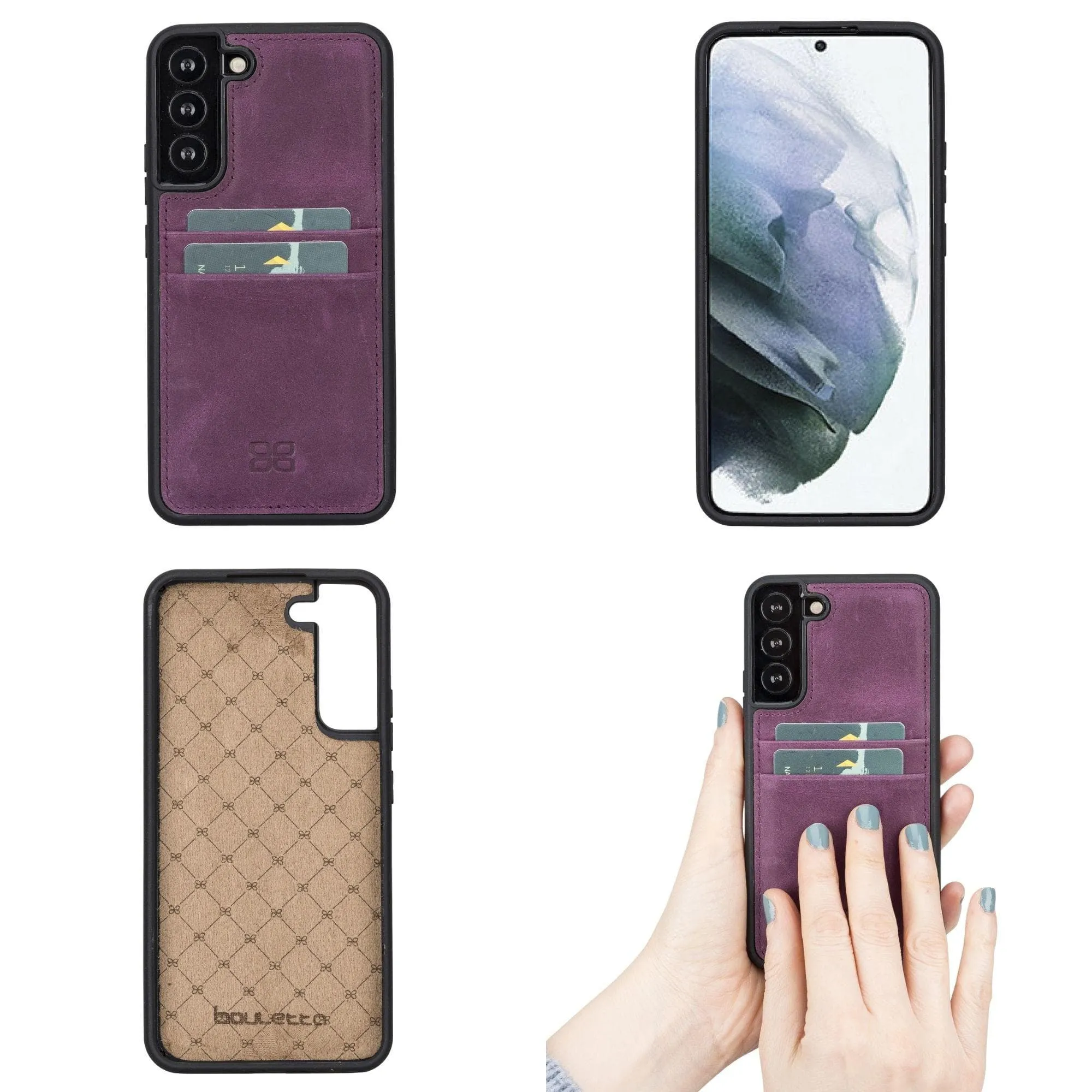 Samsung Galaxy S22 Series Genuine Leather Slim Back Cover Case with Card Holders