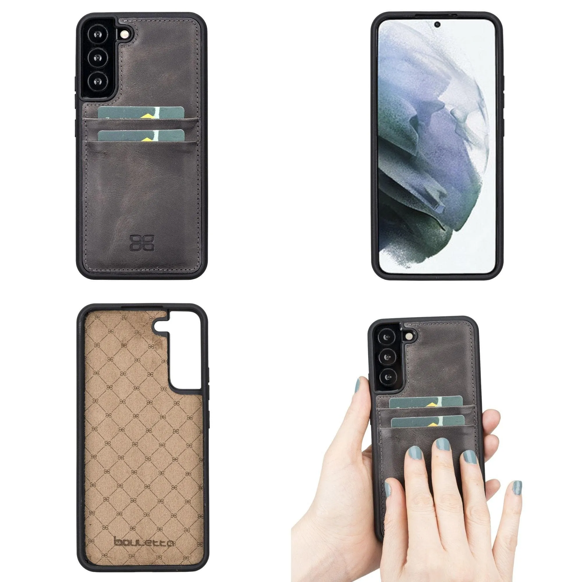 Samsung Galaxy S22 Series Genuine Leather Slim Back Cover Case with Card Holders