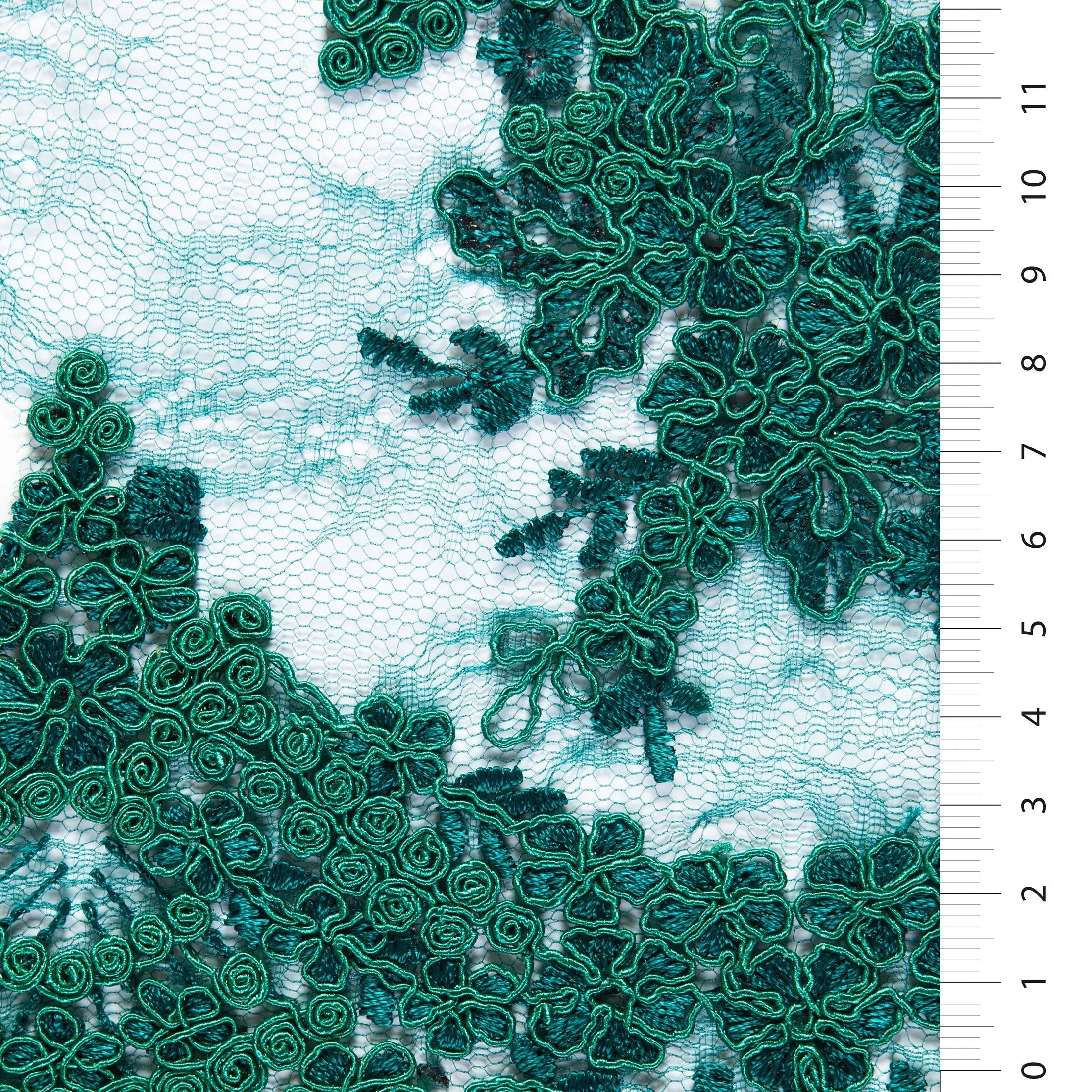 Scalloped Edge Drawstring Floral Embroidery Lace Fabric
