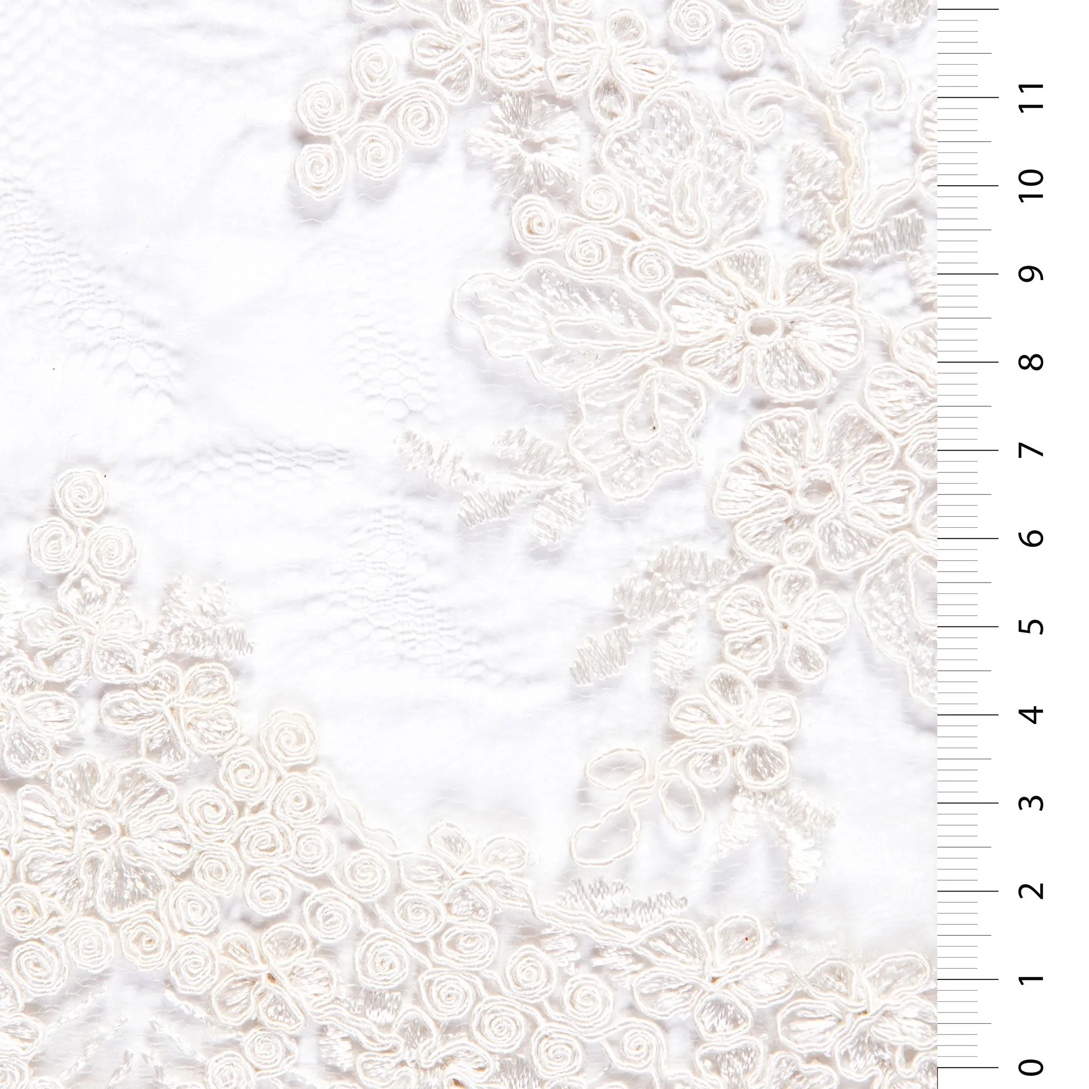Scalloped Edge Drawstring Floral Embroidery Lace Fabric