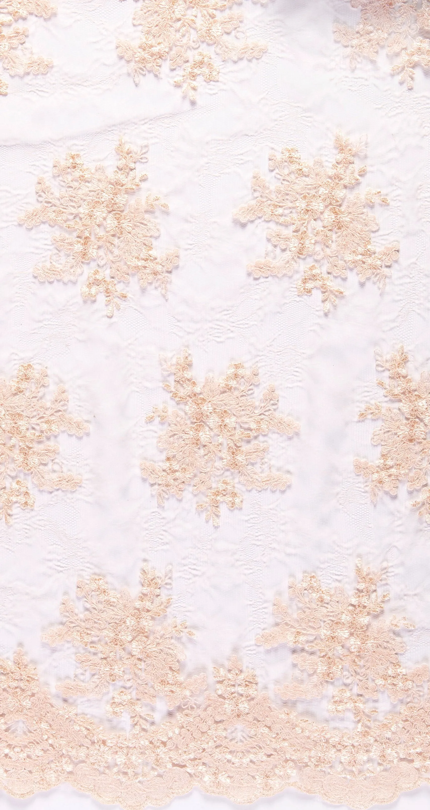Scalloped Edge Drawstring Floral Embroidery Lace Fabric