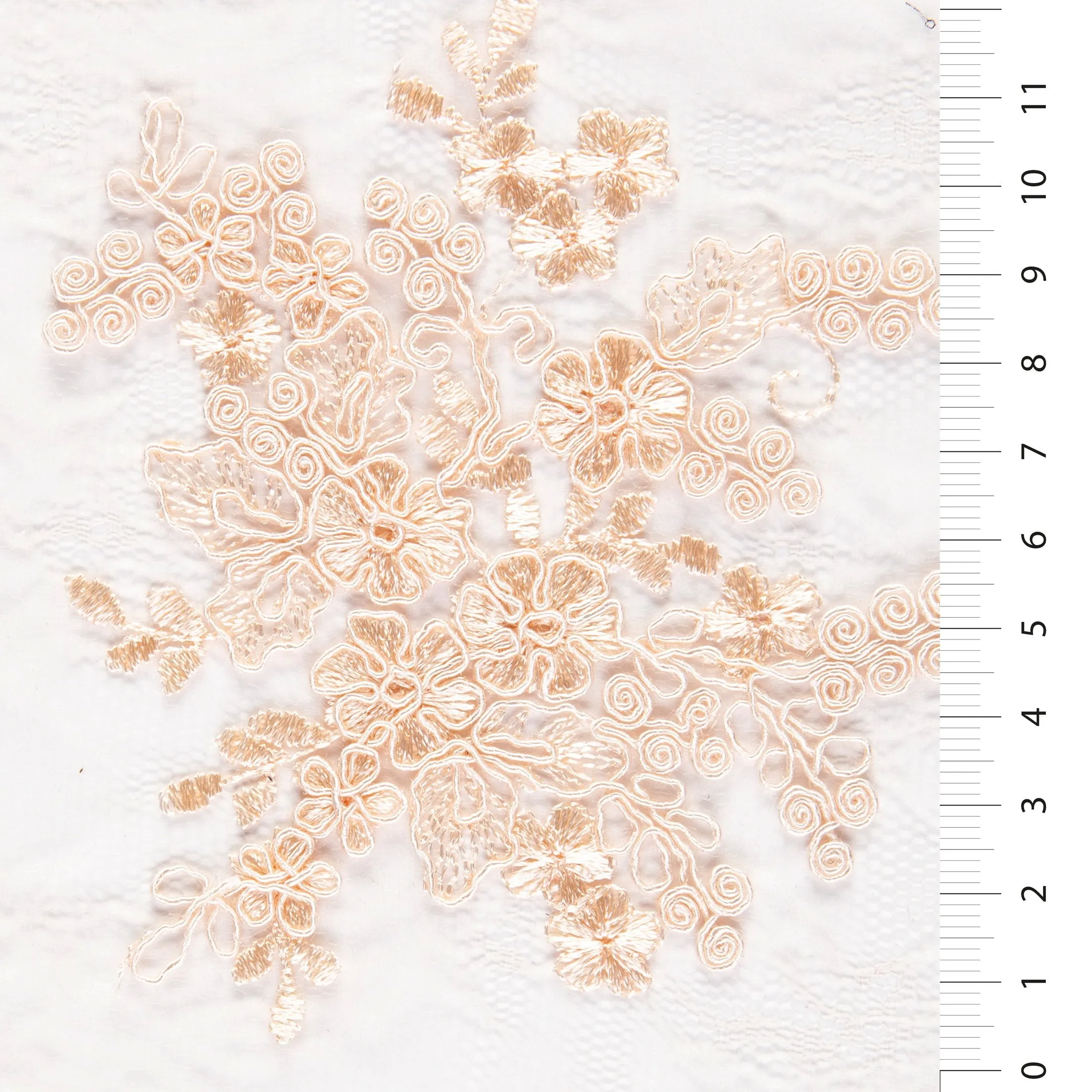 Scalloped Edge Drawstring Floral Embroidery Lace Fabric