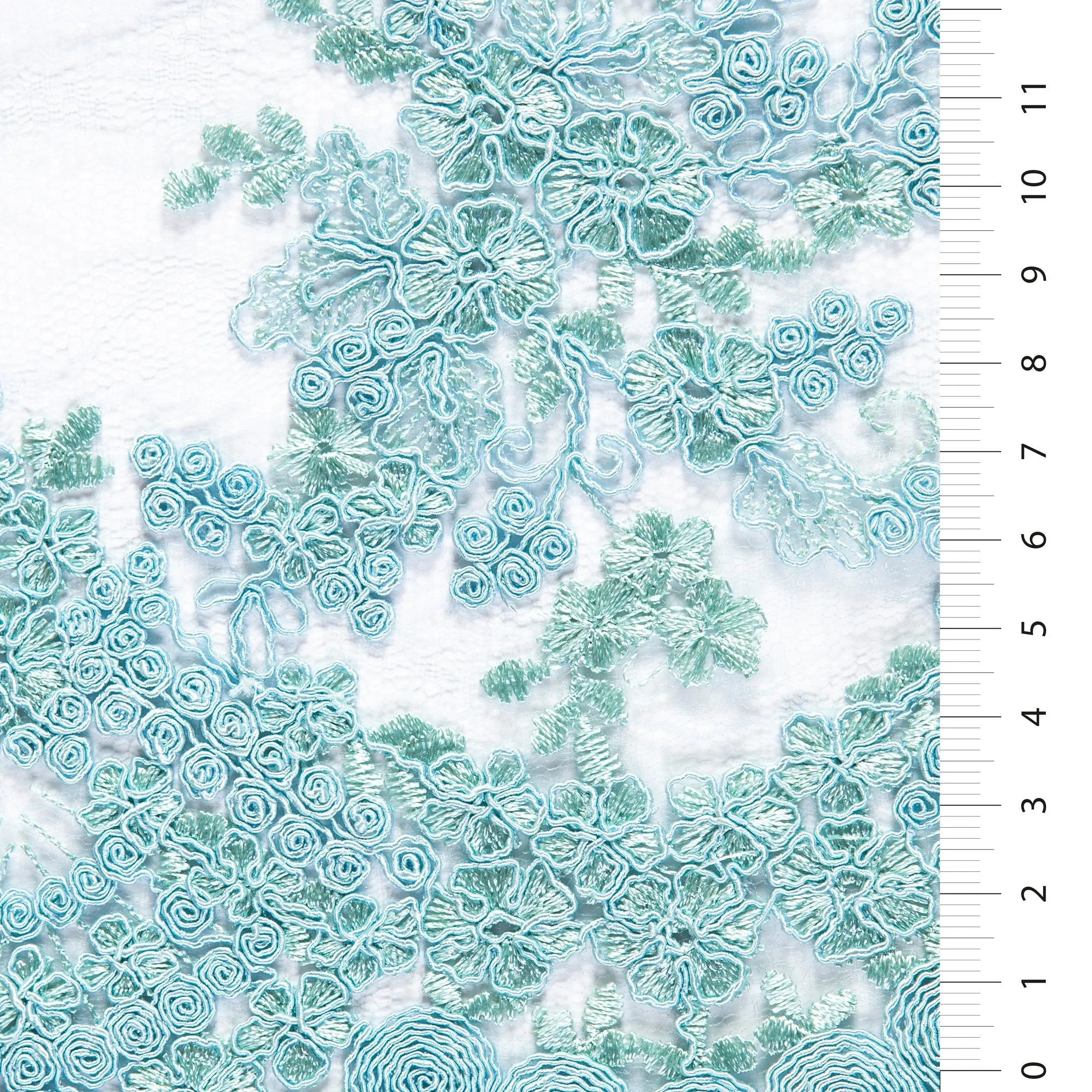 Scalloped Edge Drawstring Floral Embroidery Lace Fabric