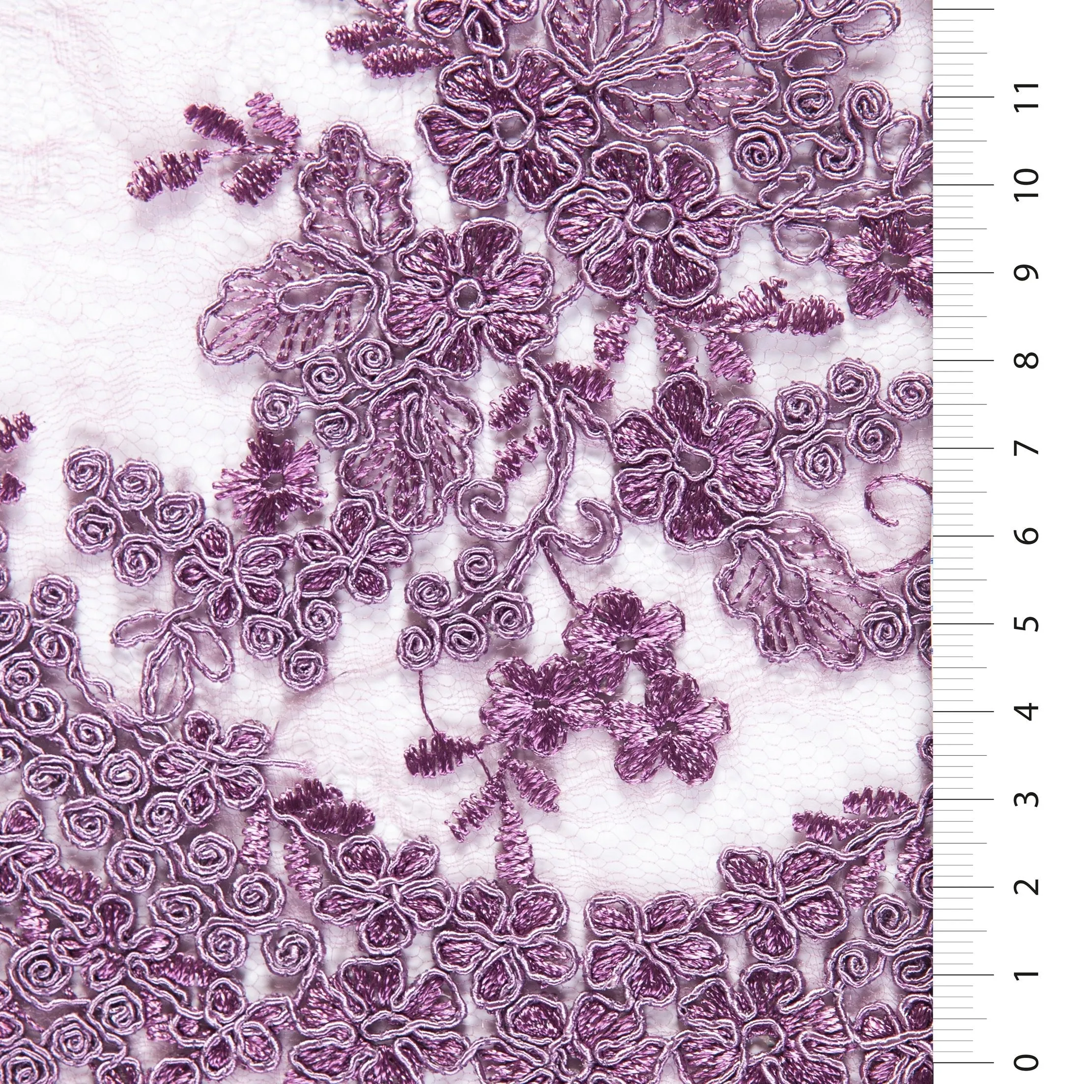 Scalloped Edge Drawstring Floral Embroidery Lace Fabric