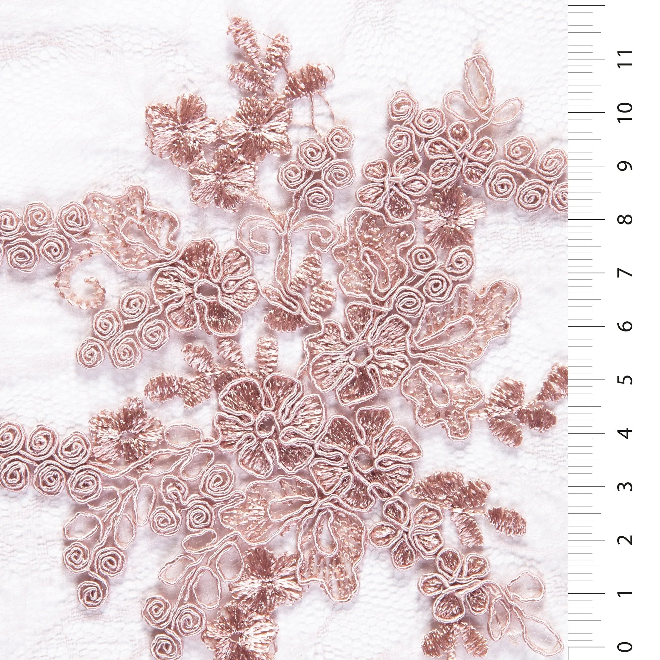 Scalloped Edge Drawstring Floral Embroidery Lace Fabric