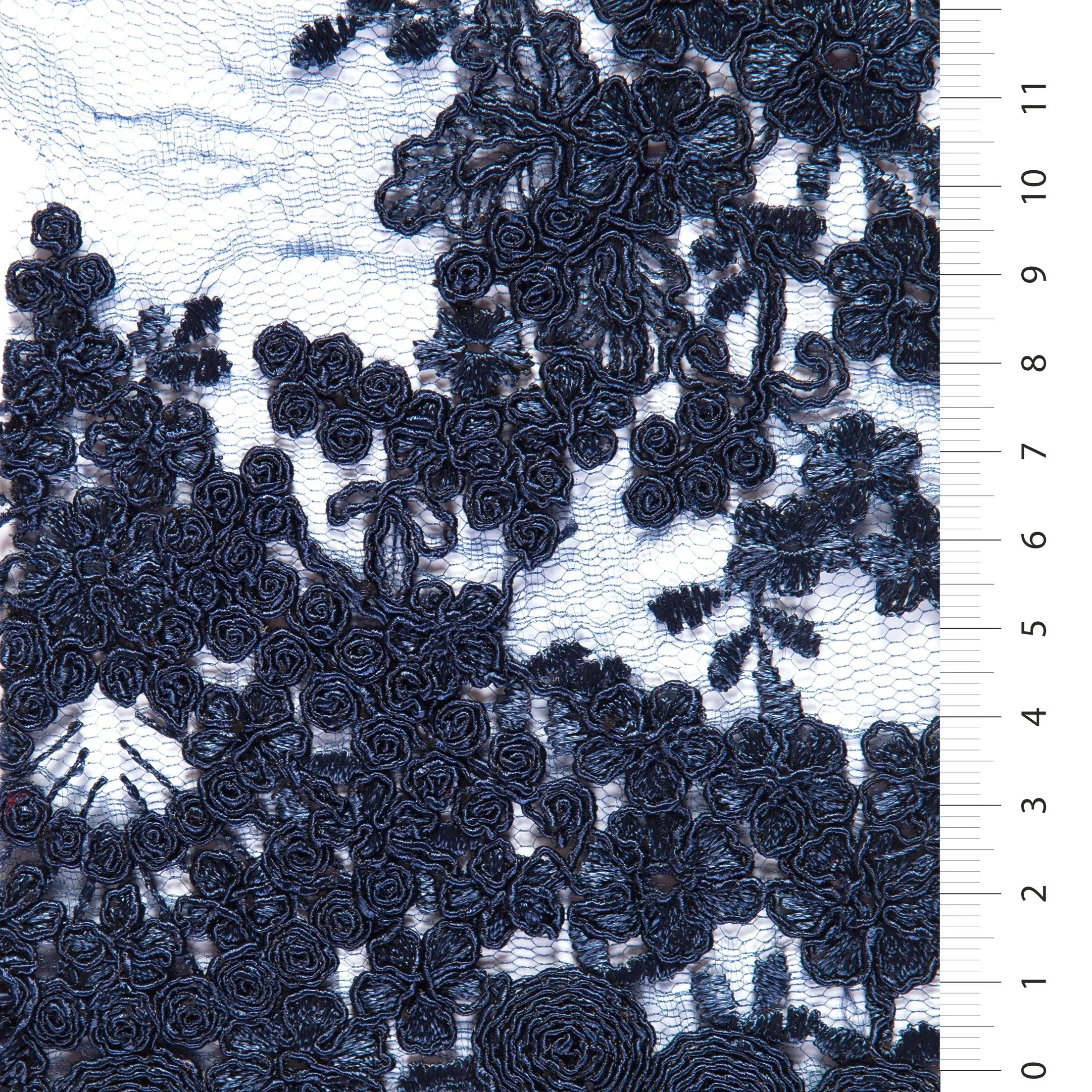 Scalloped Edge Drawstring Floral Embroidery Lace Fabric