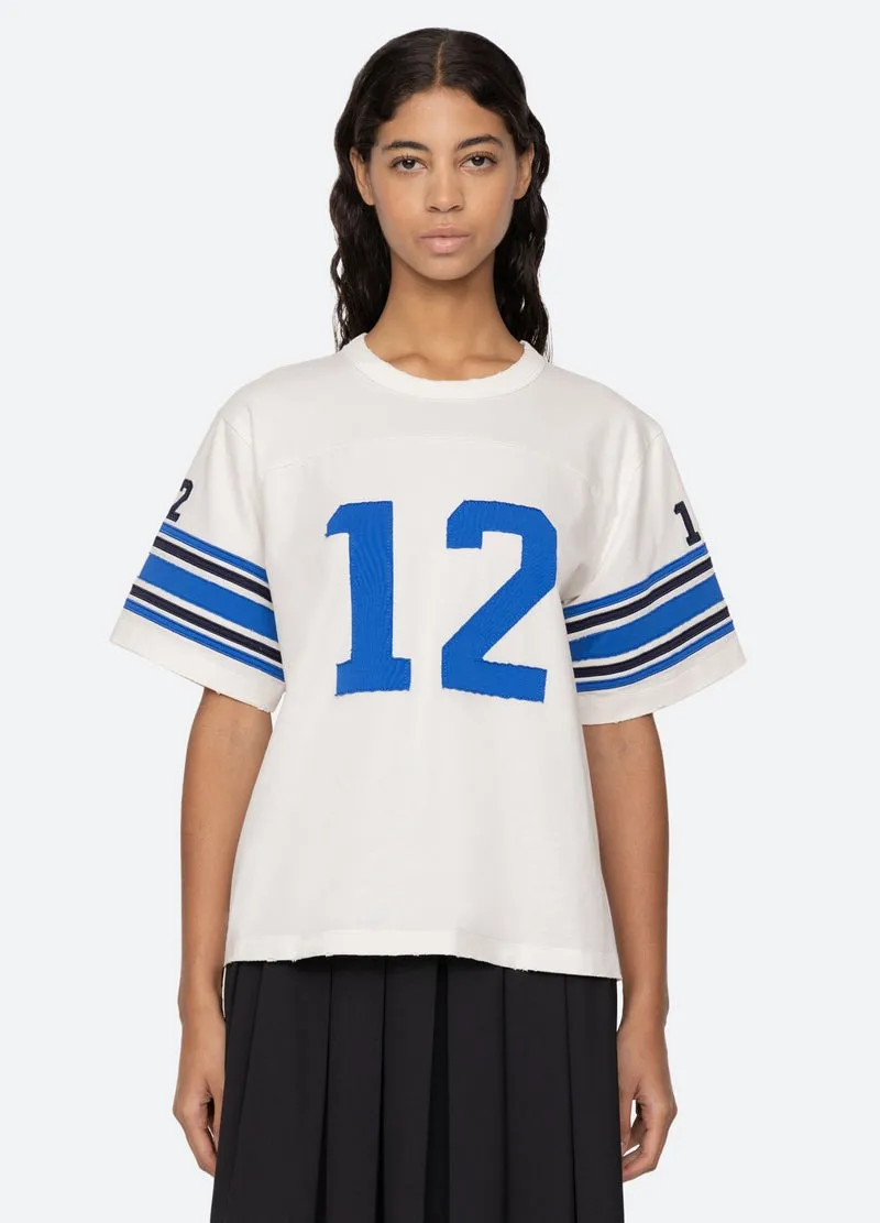 Sea Finnley Football Graphic T-Shirt in White