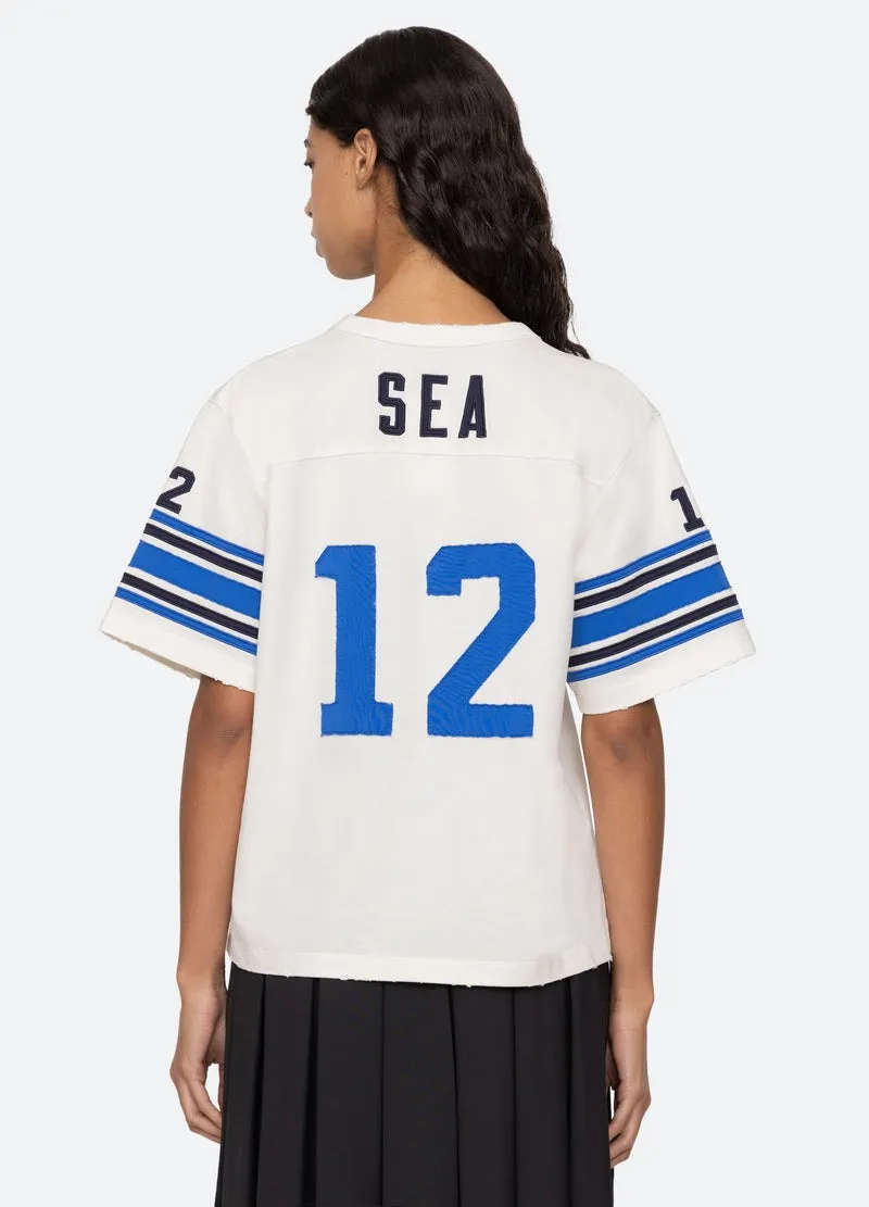 Sea Finnley Football Graphic T-Shirt in White