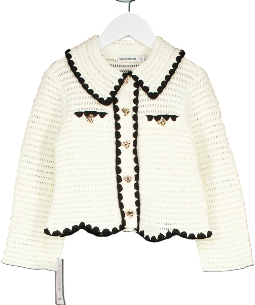 Self-Portrait Cream Crochet Cardigan with Gold heart Buttons 6-8 Years