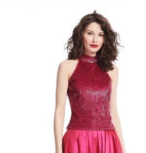 Sequin Mockneck Top