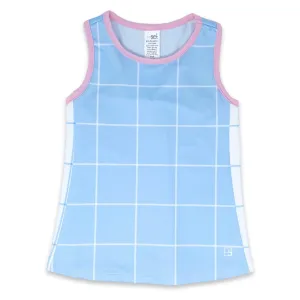 Set Athleisure Girls Tank - White/Blue Windowpane