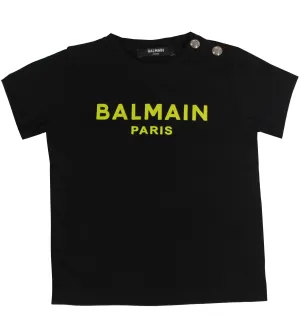 Short Sleeve Tee W/ Buttons on Shoulders - Black & Yellow