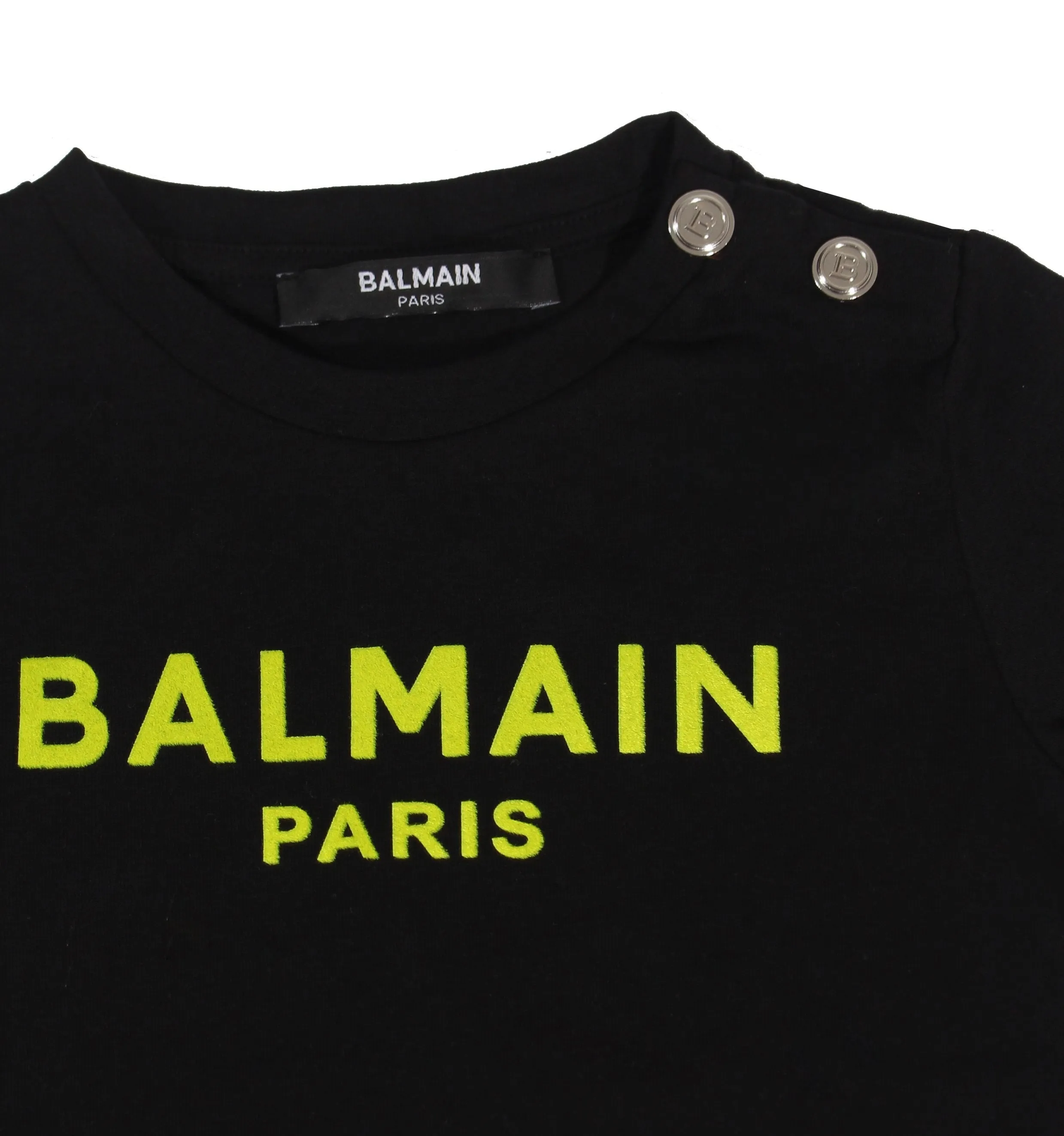 Short Sleeve Tee W/ Buttons on Shoulders - Black & Yellow