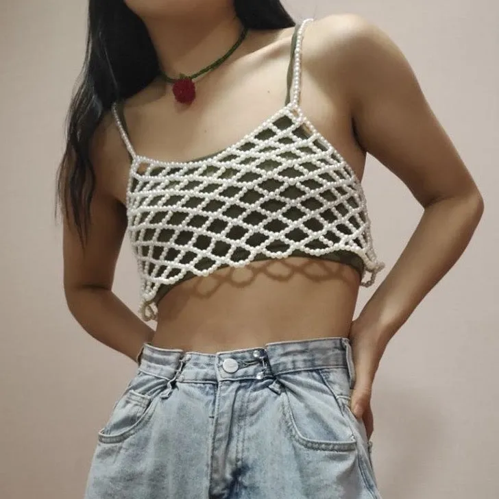 Silvi Pearl Beaded Bra Top