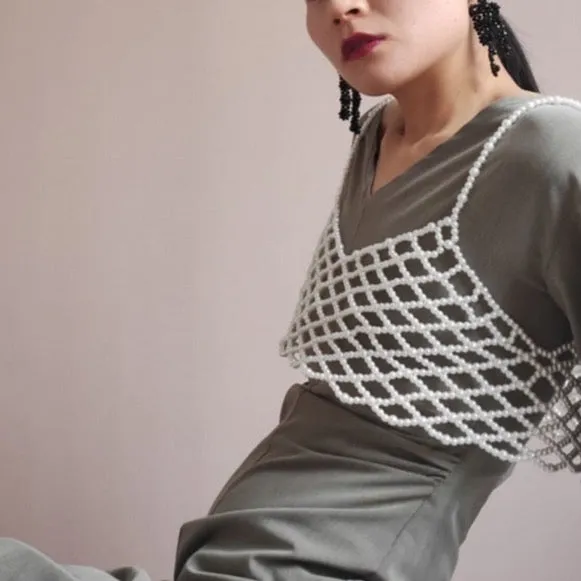 Silvi Pearl Beaded Bra Top