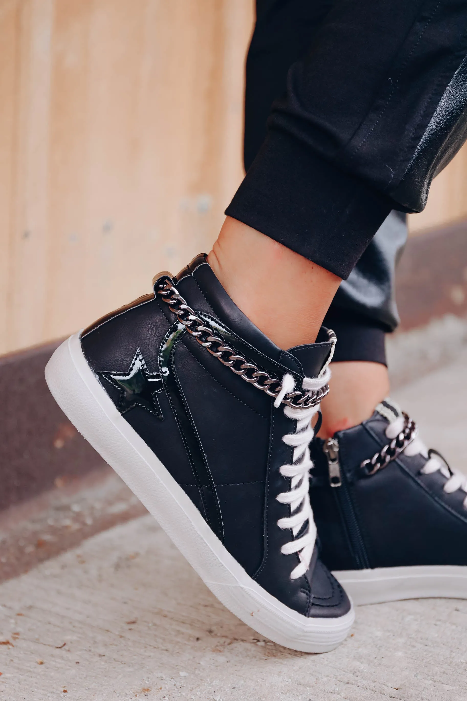 Siri High Top Sneaker by ShuShop - Black- FINAL SALE - Size 6.5