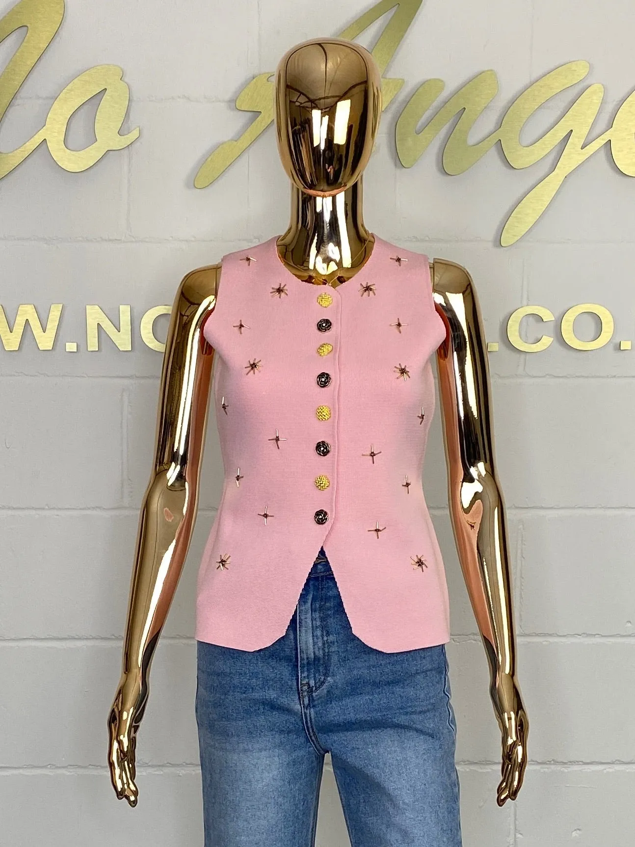 Sleeveless Button Up Beaded Detail Waistcoat (2 Colours)