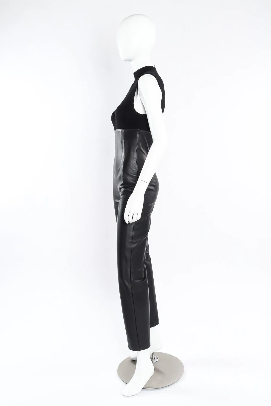 Sleeveless Leather Jumpsuit