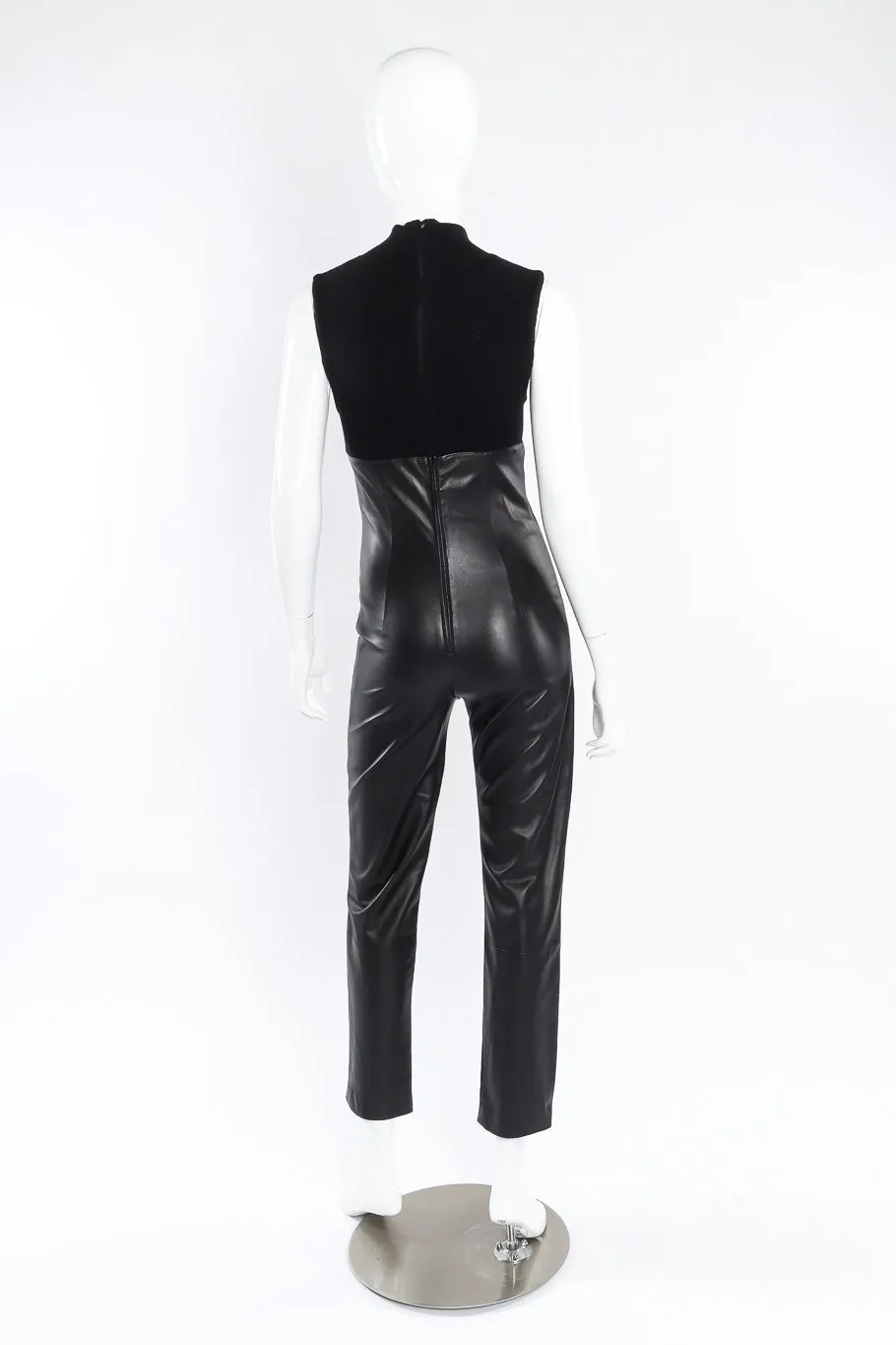 Sleeveless Leather Jumpsuit