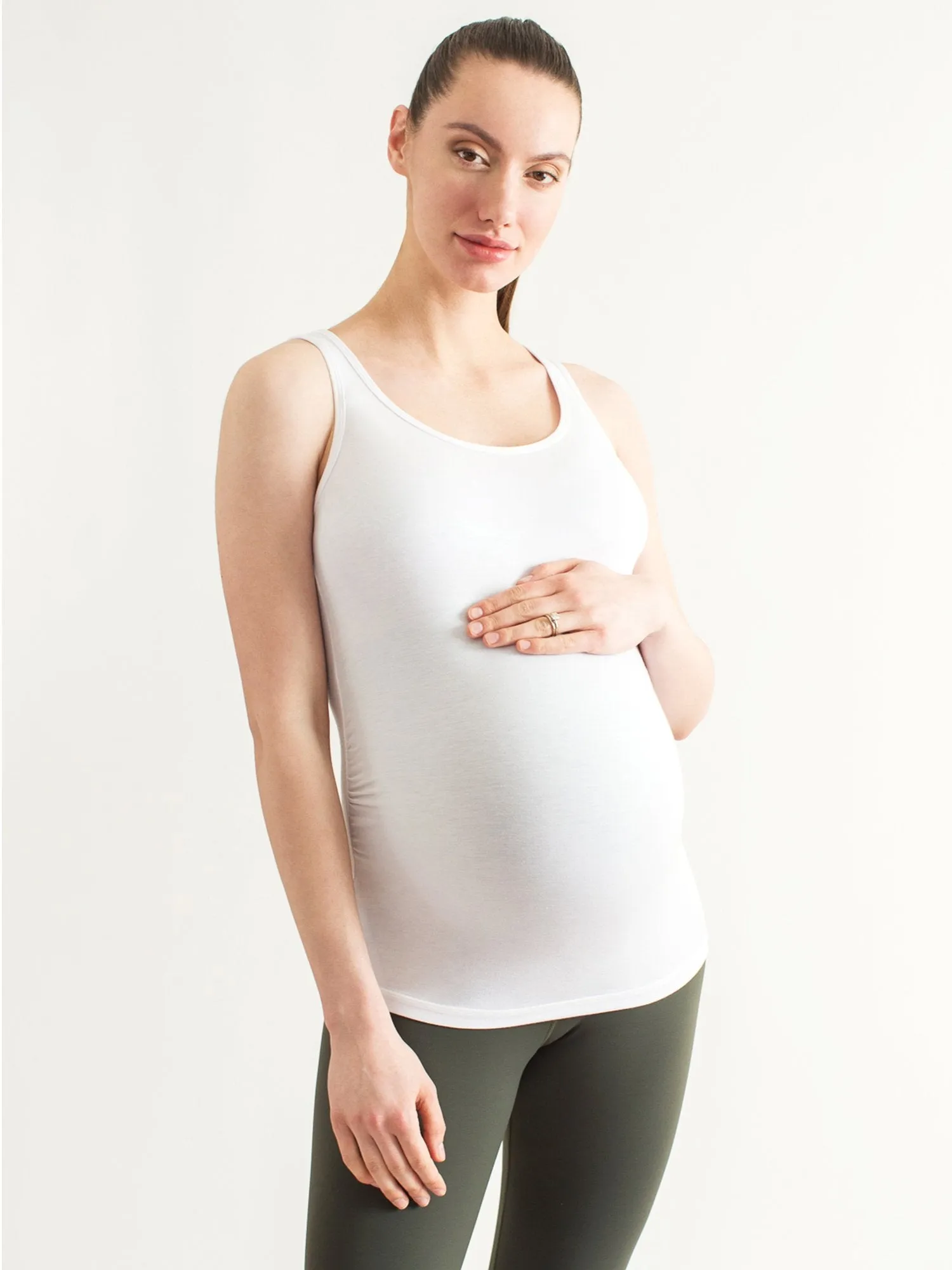 SOFT STRETCH MATERNITY TANK, WHITE