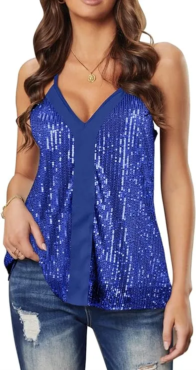 Sparkle All Over Sequin Cami Tank Tops