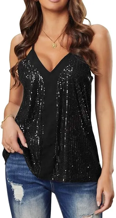 Sparkle All Over Sequin Cami Tank Tops