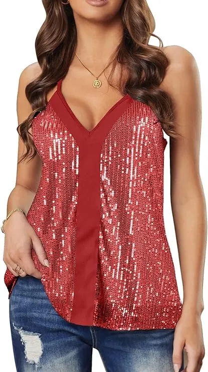 Sparkle All Over Sequin Cami Tank Tops
