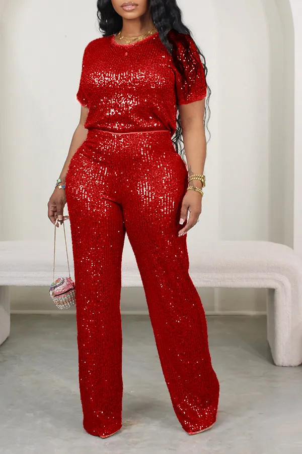 Sparkly Sequin T-shirt & Pants Set