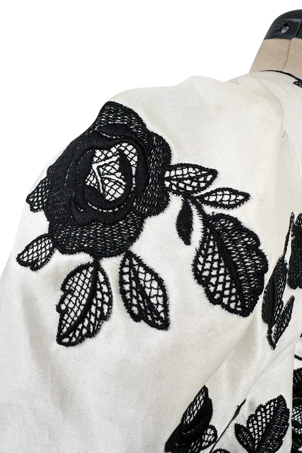 Spectacular Spring 1992 Yves Saint Laurent Haute Couture Look 47 Runway Dot & Embroidered Floral Pouf Dress