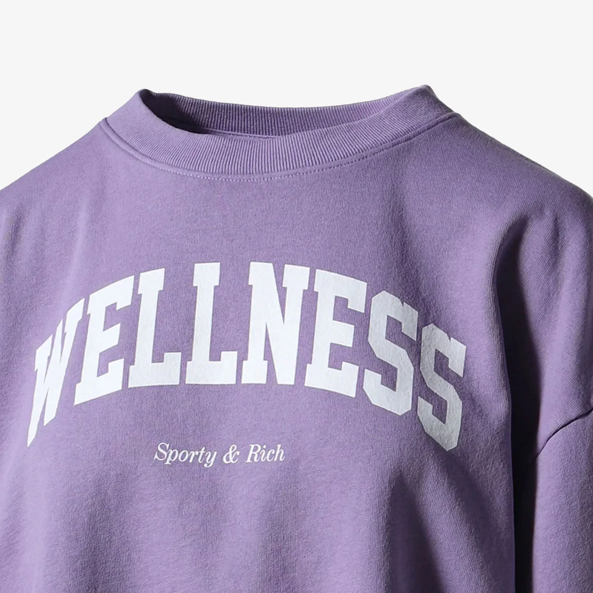 SPORTY & RICH | WELLNESS IVY CROPPED CREWNECK { VIOLET/WHITE