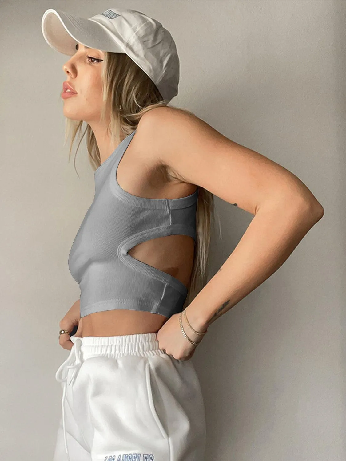 Sporty Vibe Cutout Cropped Tank Top