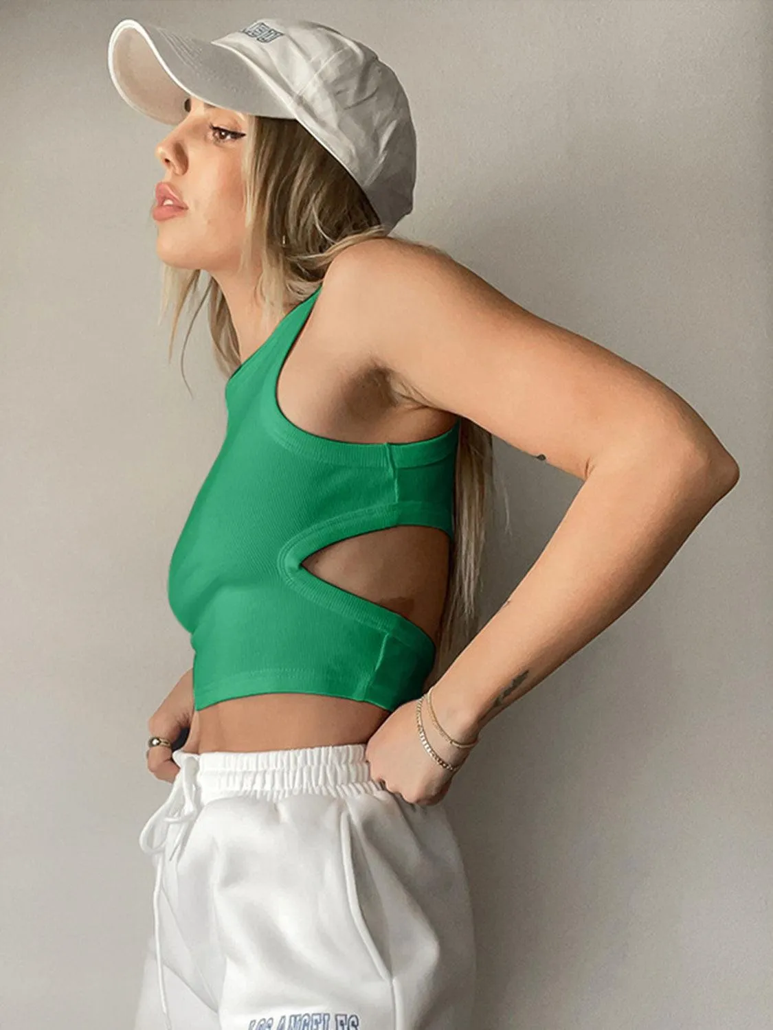 Sporty Vibe Cutout Cropped Tank Top