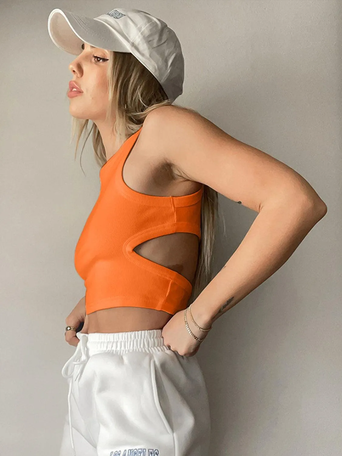 Sporty Vibe Cutout Cropped Tank Top