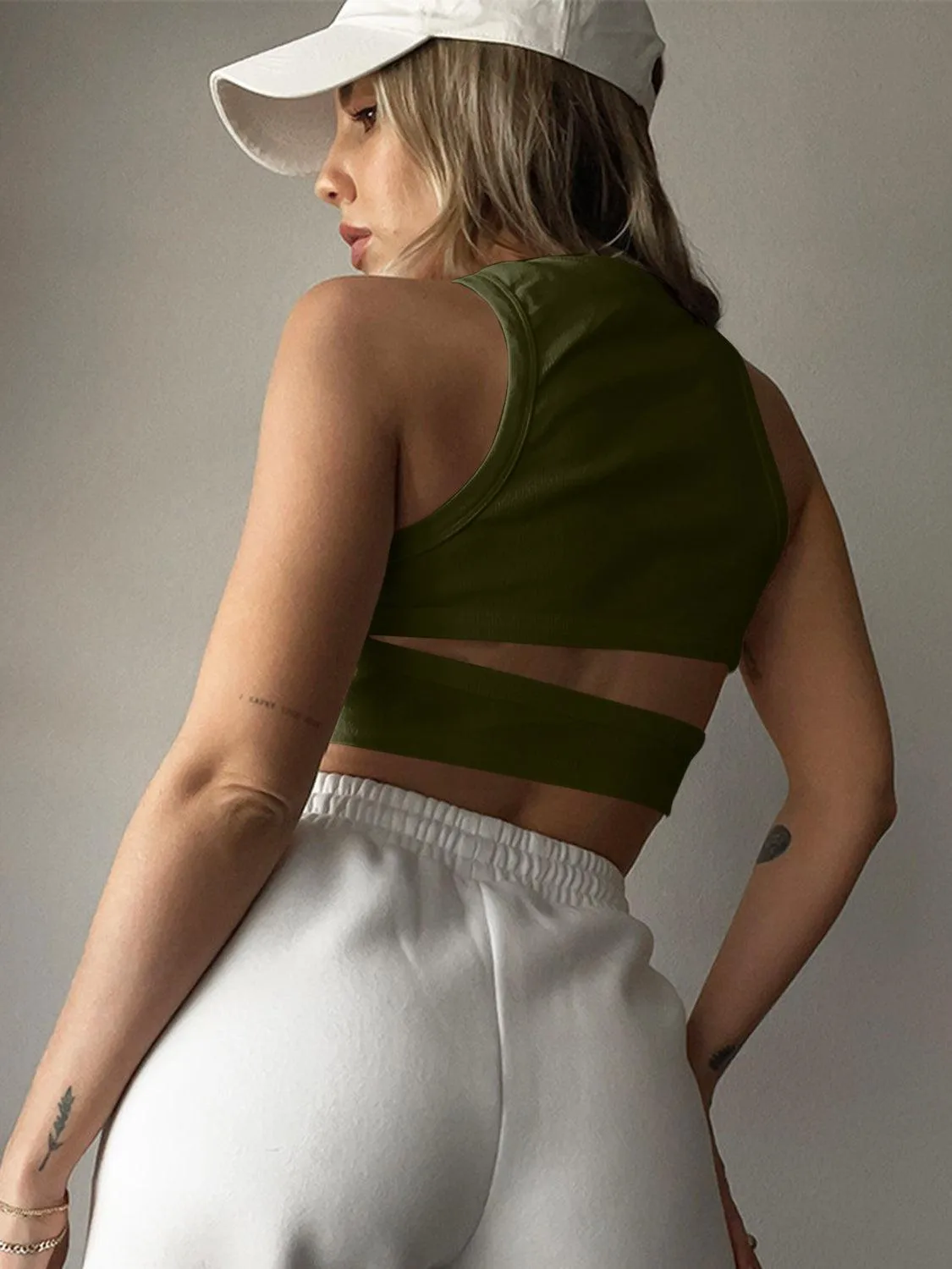 Sporty Vibe Cutout Cropped Tank Top