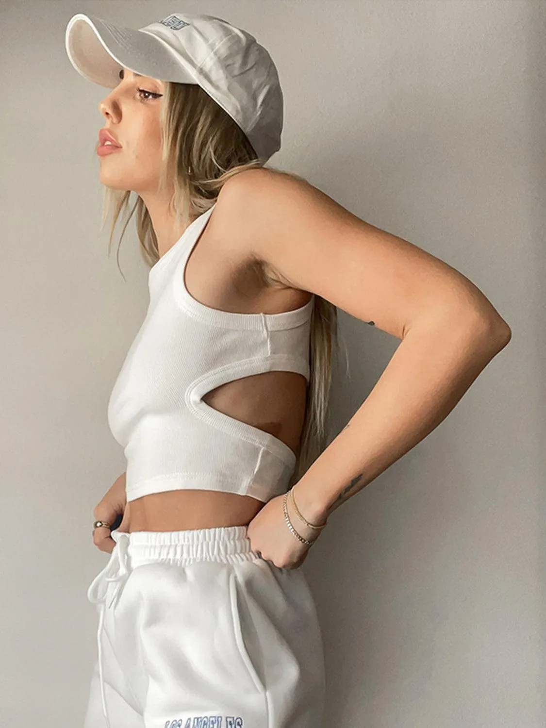 Sporty Vibe Cutout Cropped Tank Top