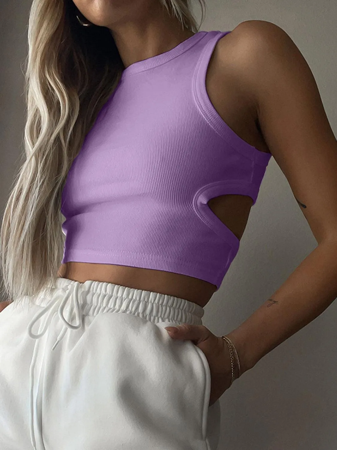 Sporty Vibe Cutout Cropped Tank Top