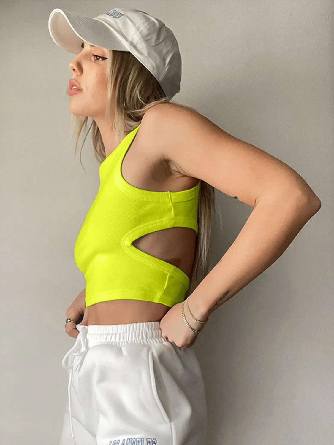 Sporty Vibe Cutout Cropped Tank Top