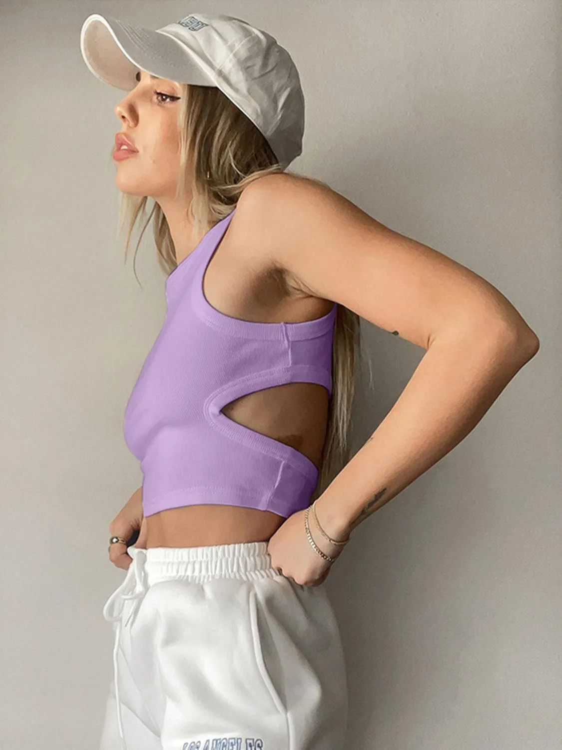 Sporty Vibe Cutout Cropped Tank Top