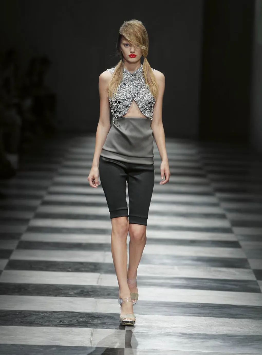 Spring 2010 Prada by Miuccia Runway Look 13 Criss Cross Top w Extensive Crsytal Detailing