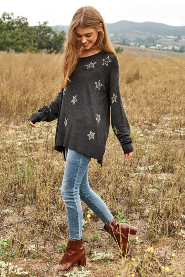 Star Beaded Long Sleeve Top