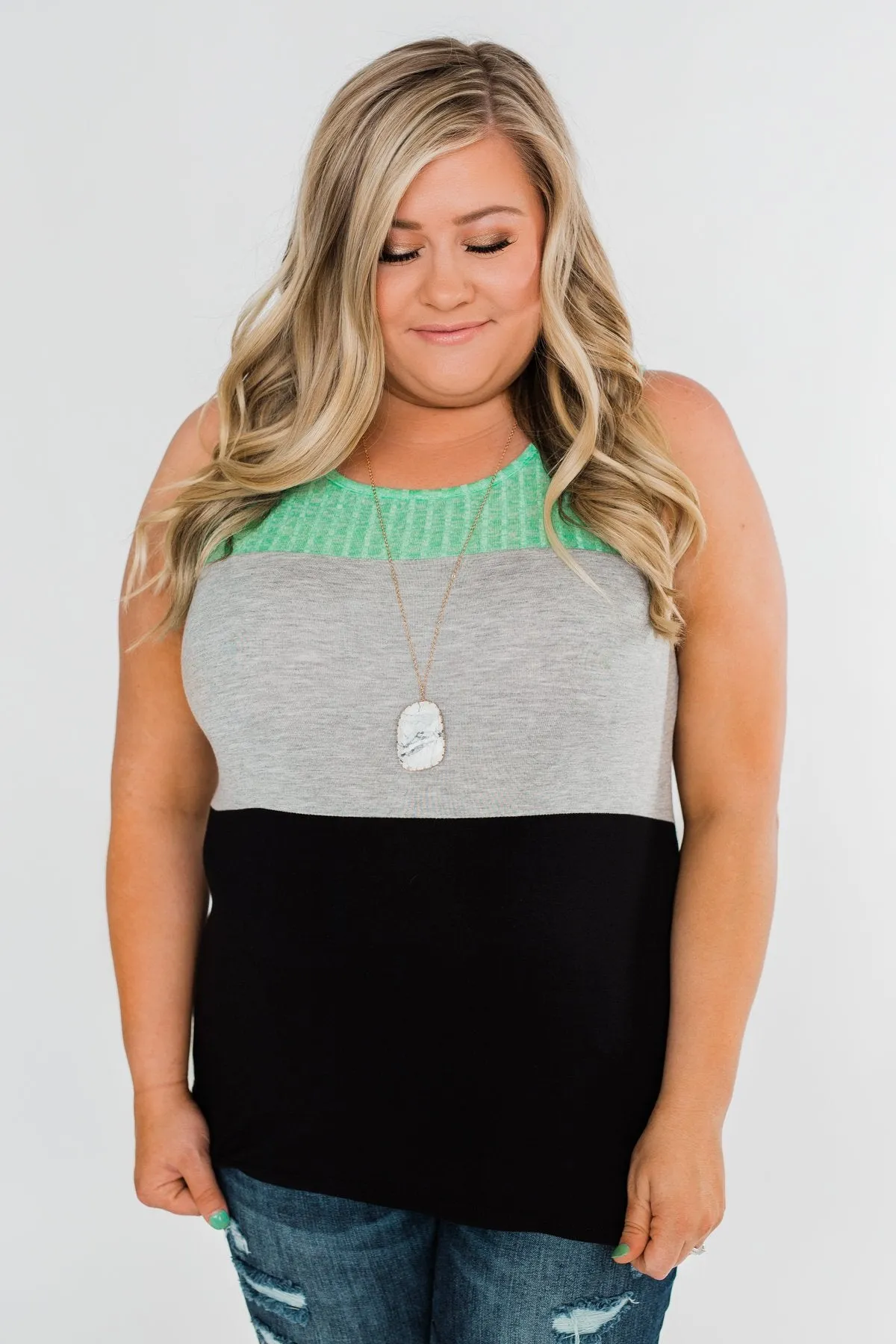 Start Today Color Block Tank Top- Mint