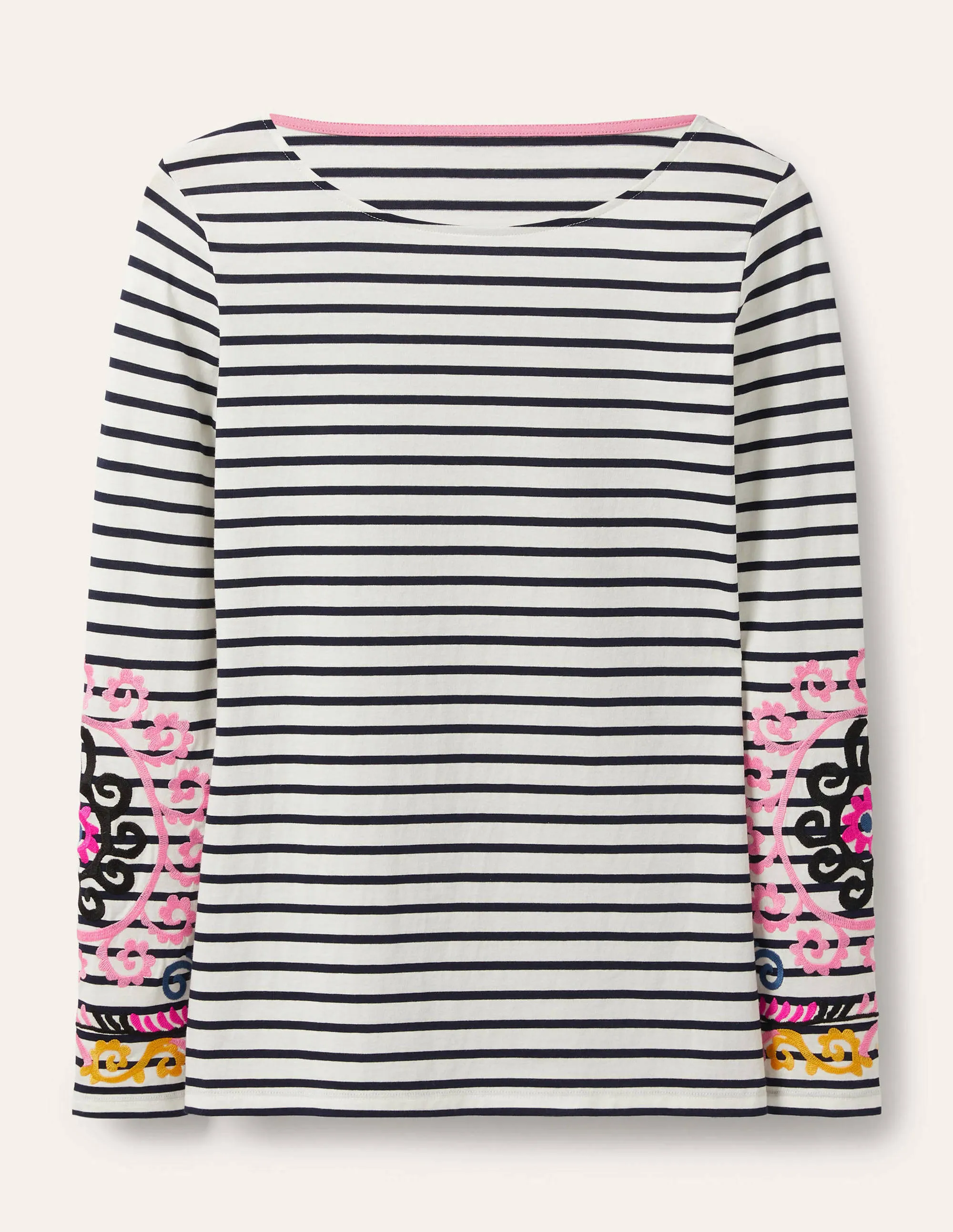 Statement Breton-Ivory/ Navy Embroidered