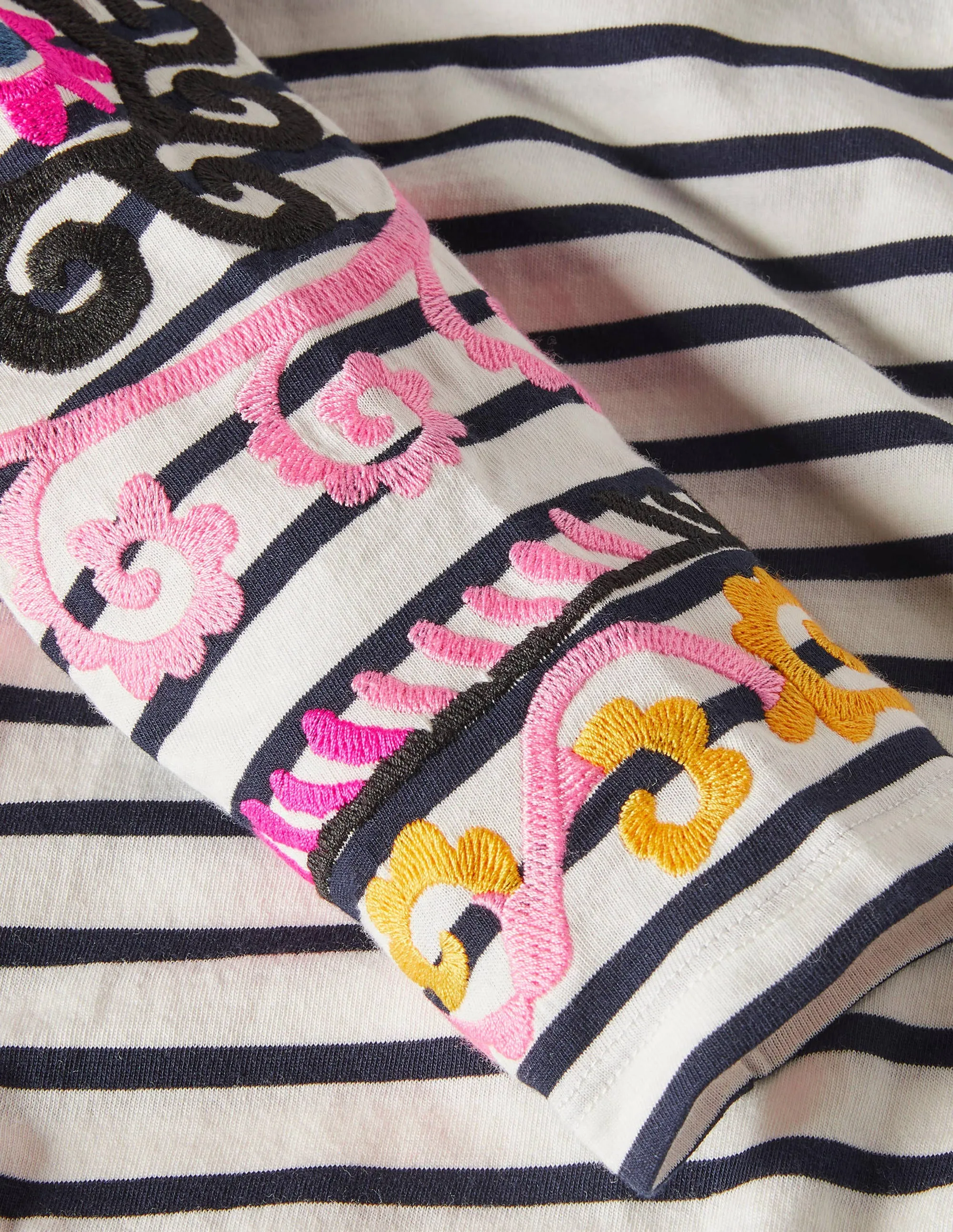 Statement Breton-Ivory/ Navy Embroidered