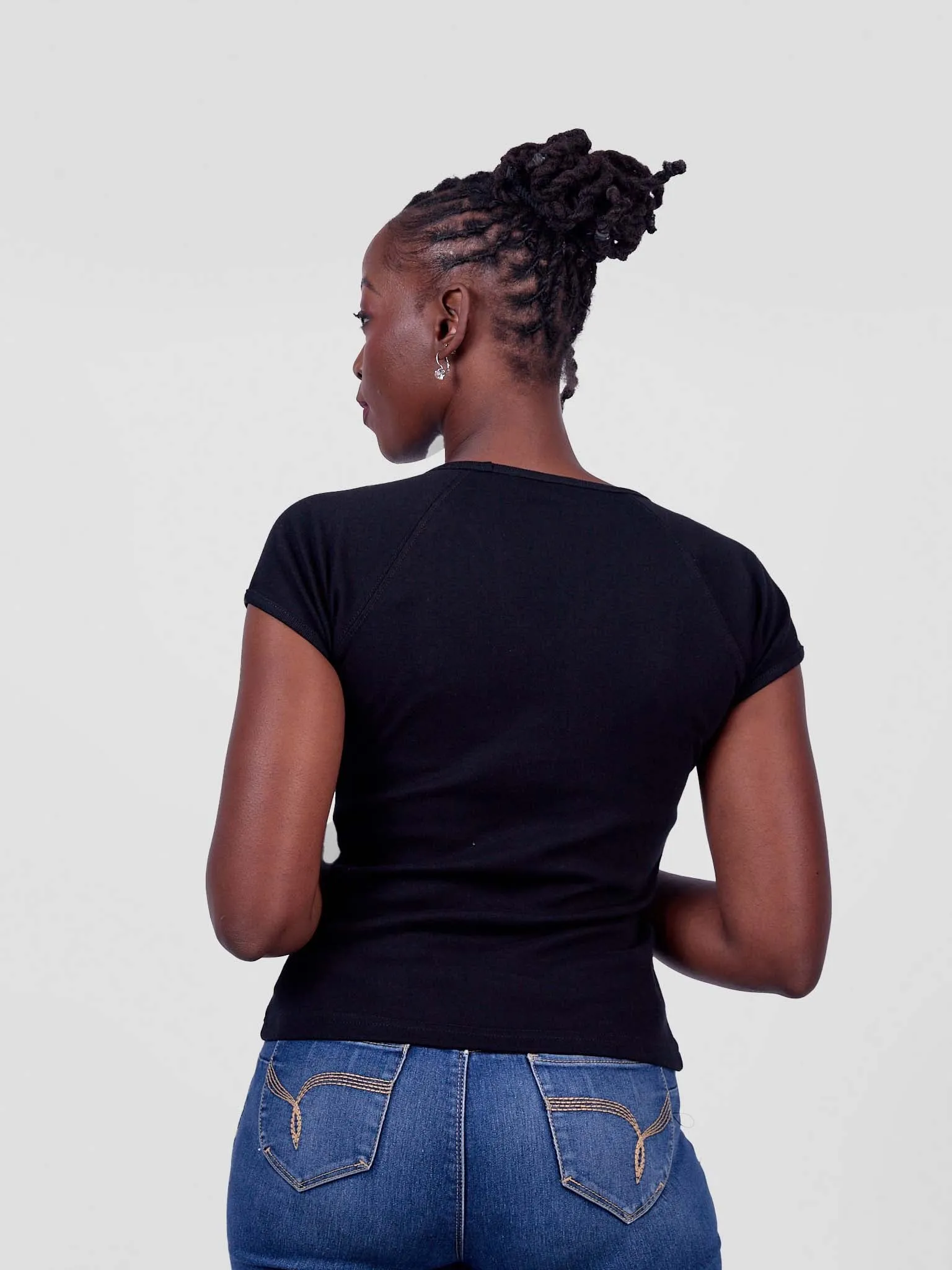 Steffi Rib Ankara Beaded Ladies T-Shirt