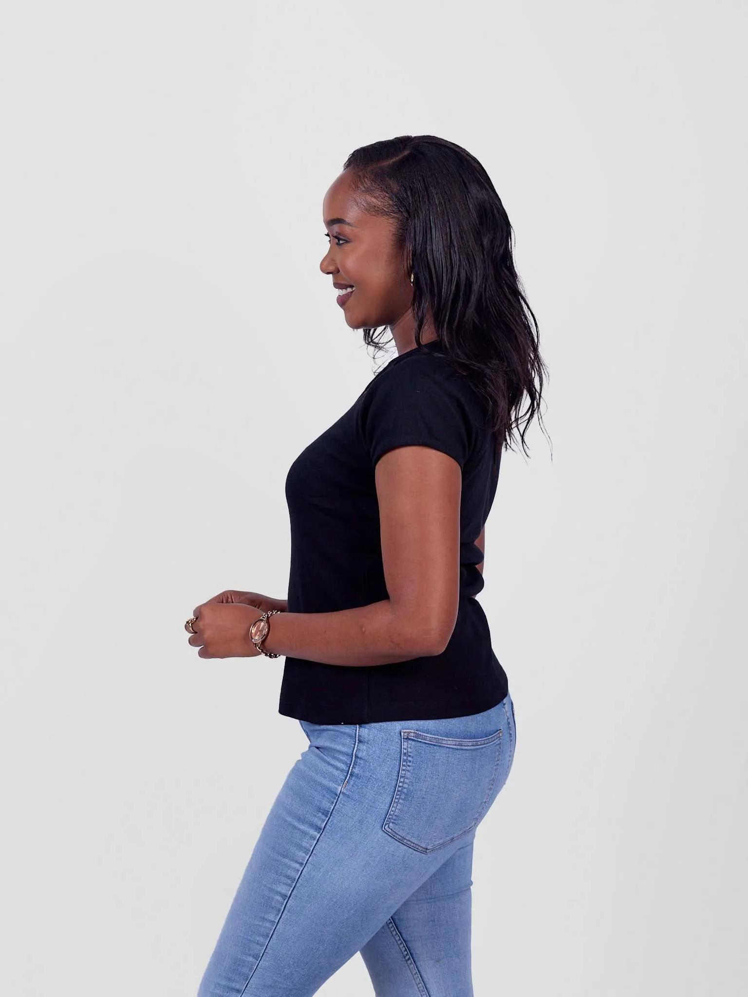 Steffi Rib Ankara Beaded Ladies T-Shirt