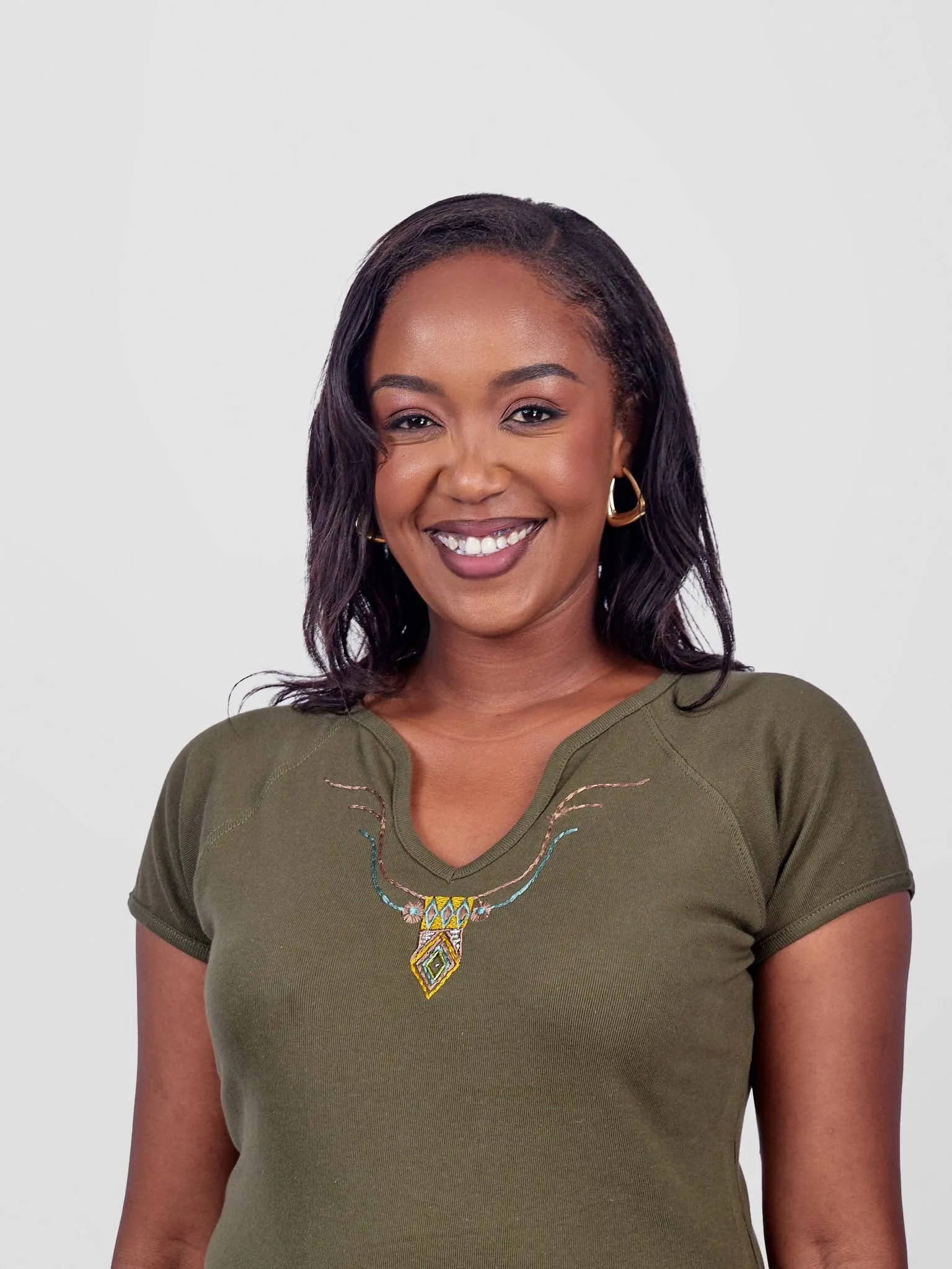 Steffi Rib Ankara Beaded Ladies T-Shirt