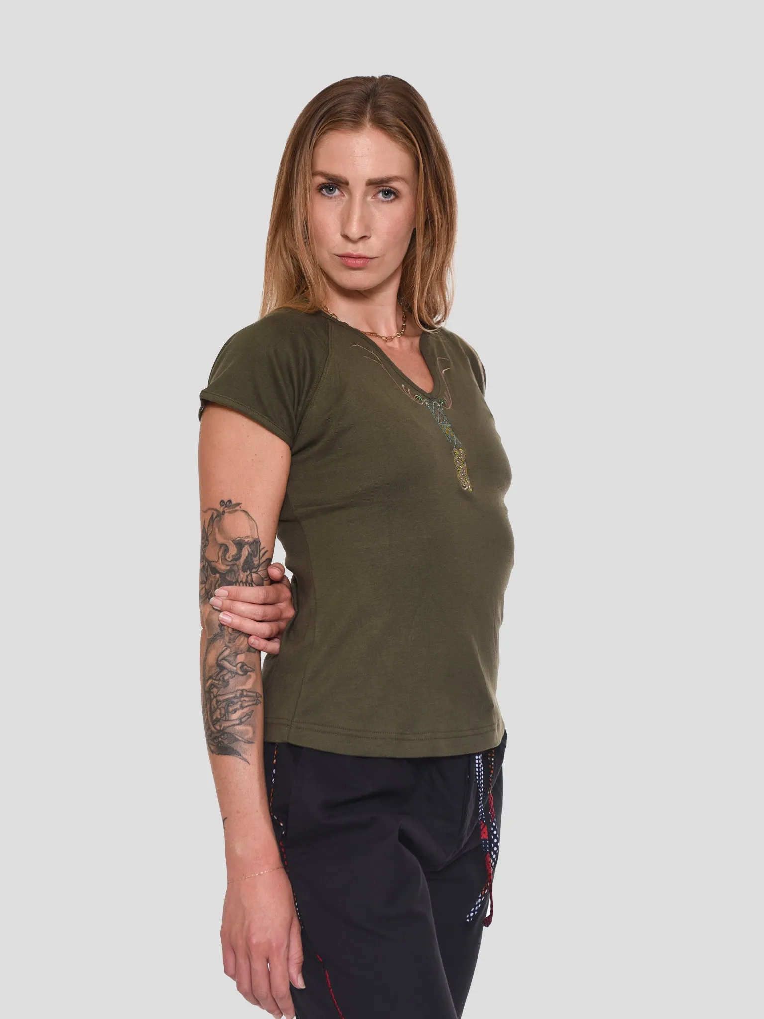 Steffi Rib Ankara Beaded Ladies T-Shirt