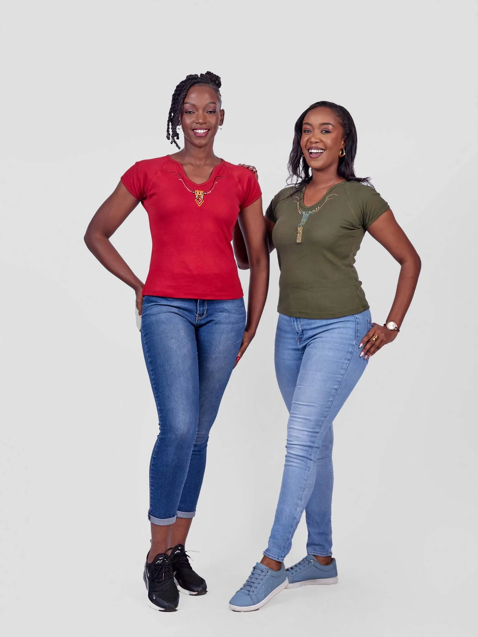 Steffi Rib Ankara Beaded Ladies T-Shirt