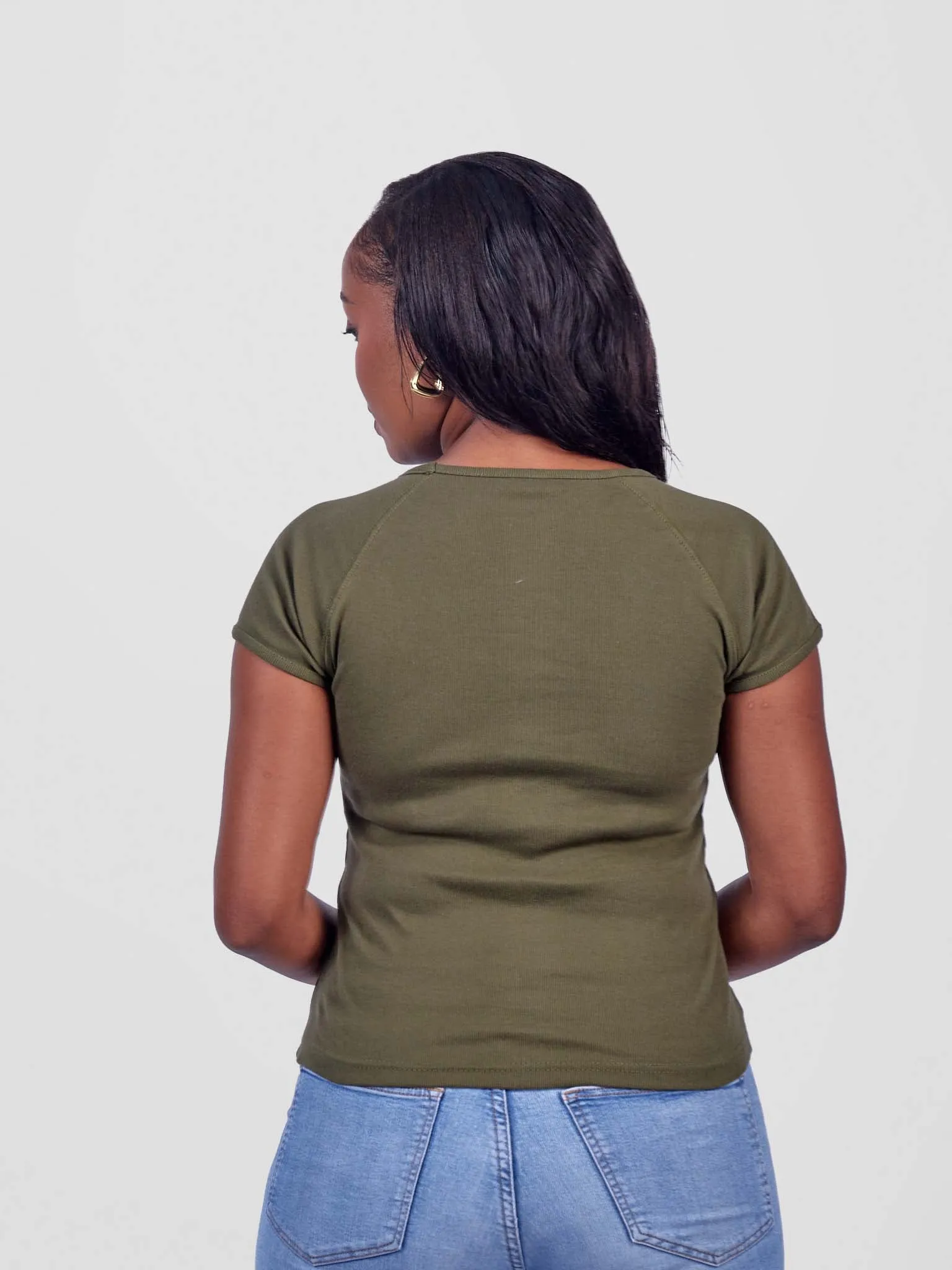 Steffi Rib Ankara Beaded Ladies T-Shirt