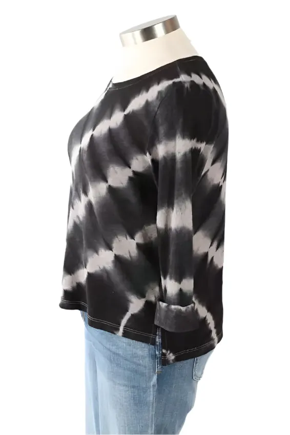 Stepped Hem Boxy Tee - Black - 13825